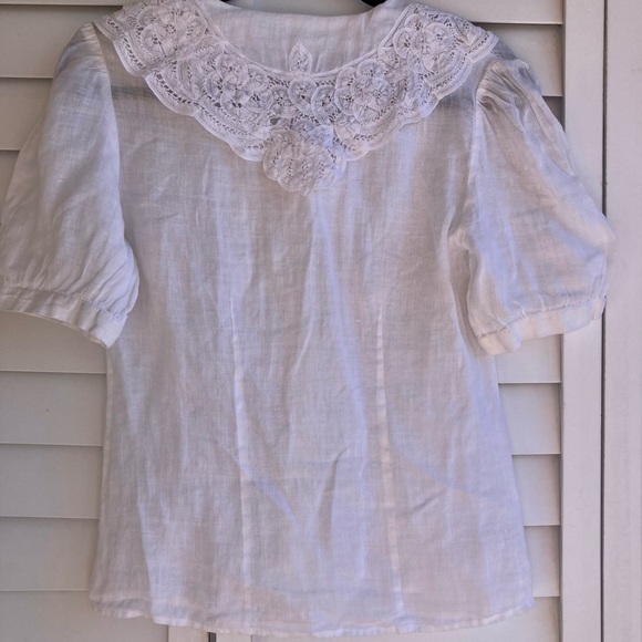 Laura Ashley vintage white cotton and lace short blouse UK10 - Picture 7 of 16